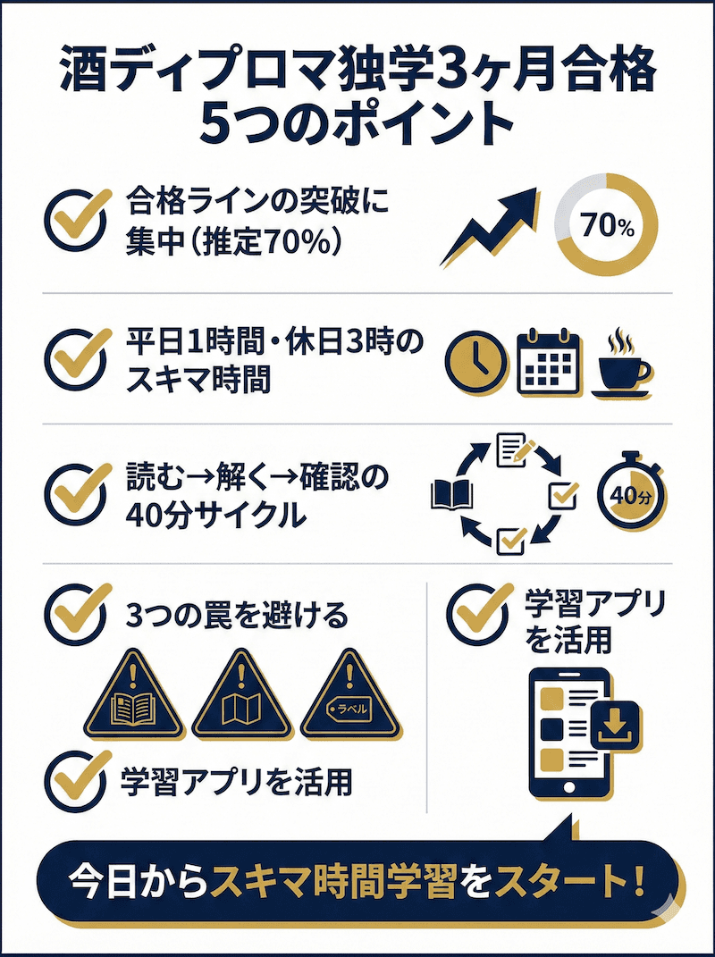 酒ディプロマ独学3ヶ月合格の5つのポイントまとめ