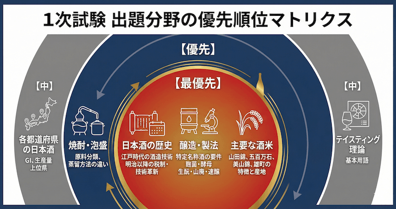 1次試験の出題分野と学習の優先順位