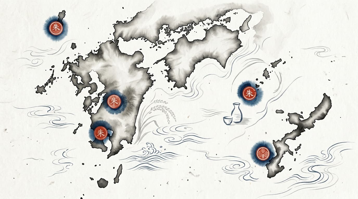焼酎GI5地域の産地マップ